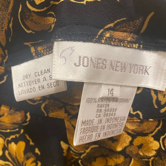 Vintage 90s Jones New York Black & Gold Yellow Maxi Floral Skirt - Picture 8 of 8